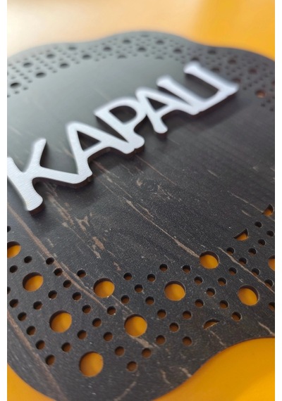 Hazeran Rattan Desenli Modern Açık/kapalı Tabelası - Rebap Ahşap