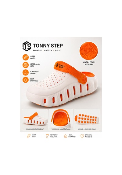 Tonny Step Dubai 12 Hafif Rahat Ortopedik Plaj Hastane Günlük Terlik Beyaz-turuncu Tonny Step Dubai 12 Hafif Rahat Ortopedik Plaj Hastane Günlük Terlik Beyaz-turuncu