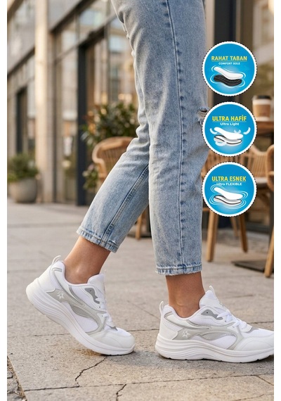 Walkway Beyaz-gri Fileli Bağcıklı Nefes Alan Rahat Tabanlı Unisex Yürüyüş Ve Spor Ayakkabı 26106 G Beyaz - Gri Walkway Beyaz-gri Fileli Bağcıklı Nefes Alan Rahat Tabanlı Unisex Yürüyüş Ve Spor Ayakkabı 26106 G Beyaz - Gri