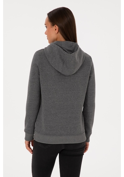 U.S. Polo Assn. Kadın Antrasit Melanj Kapüşonlu Basic Sweatshirt 50307711-VR081