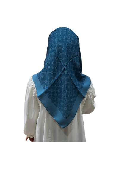 Aker Elegance Monogram Eşarp - 1090500-2 - 100 X 100 / 924 Petrol Mavisi