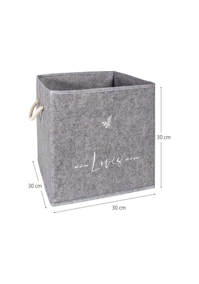 Keçe Raf Organizer, Raf Düzenleyici Saklama Kutusu, Gri, 30 X 30 X 30 Cm, 27 Litre Desenli