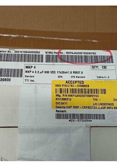 Mkp4j042207e00kysd 2,2mf 630v Wıma Polyester Kondansatör 11 Adet