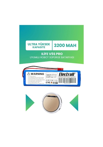 Ilife V5s Pro Uyumlu Batarya Ultra Yüksek Kapasite 3200mah Pil Robot Süpürge Bataryası