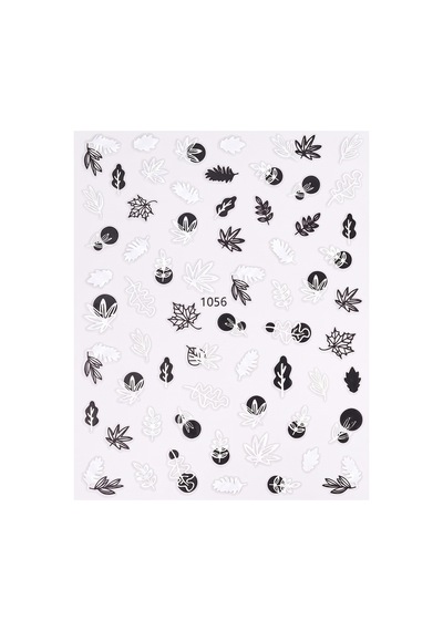 Siyah Beyaz Yaprak Dizayn Tırnak Sticker Tırnak Etiketi Nail Art Jo-1056w
