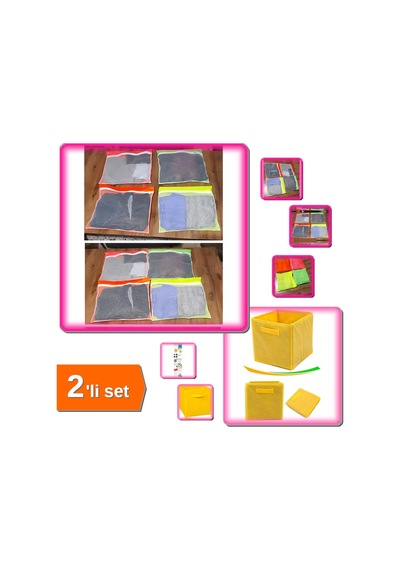 4 Adet 4 Renk Fermuarlı Bavul İçi Düzenleyici + Sarı Dolap İçi Düzenleyici Kutu - 2li Set X7z1h7 Belirtilmemiş