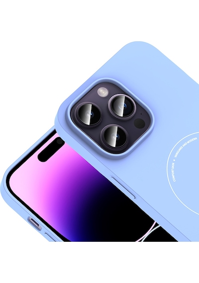Maks Technology iPhone Uyumlu 14 Pro Max Kılıf M-safe Şarj Özellikli Kamera Korumalı Mkst Elio Sert Pc Kapak - Açık Mavi