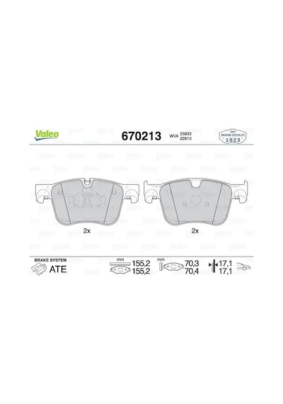 Citroen C5 Aircross On Fren Balatasi 1.2 Puretech 2020-2020 Valeo 670213