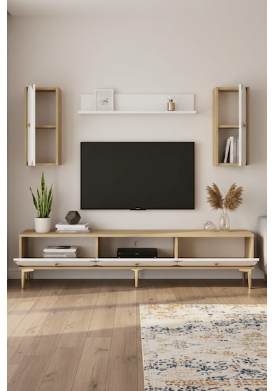 Tvr1897dbg - Alfa Tvr180 Tv Ünitesi Takım , Tv Sehpası Safirmeşe - Beyaz - Gold 180cm Tvr1897dbg - Alfa Tvr180 Tv Ünitesi Takım , Tv Sehpası Safirmeşe - Beyaz - Gold 180cm