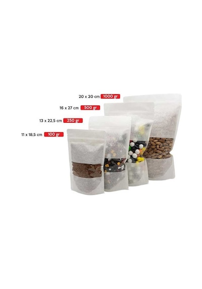 Pencereli Beyaz Doypack 13X22.5 Cm - 100 Adet