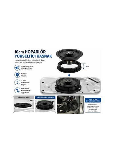 Hoparlör Yükseltici Kasnak 10cm - 10 Cm Hoparlör Kasnağı - 2 Adet