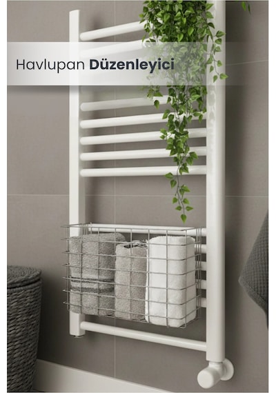 Asılabilir Havlupan Düzenleyici Banyo Havluluk Kurutma Sepeti Tuvalet Kağıdı Organizeri Krom Krom