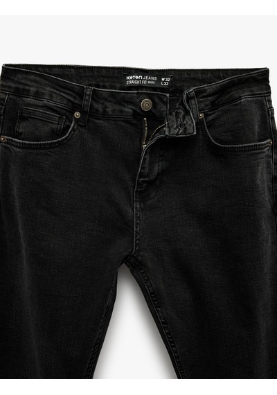 Koton Pamuklu Normal Bel Straight Fit Jean Pantolon - Mark Jean Siyah 6sam40148nd