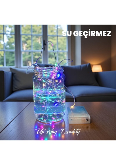 Upway 5 Metre Su Geçirmez 4 Renkli 50 Led Işık - Pilli Dekoratif Aydınlatma