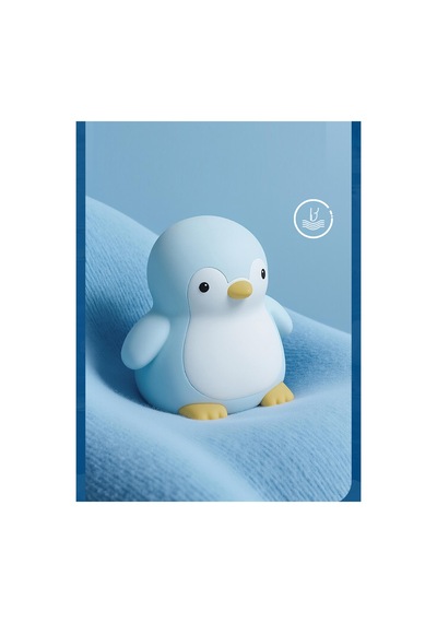 Sevimli Penguen Gece Lambası - Mavi Beyaz Beyaz