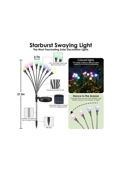 Güneş Enerjili Bahçe Işıkları - 4 Paket 10 Led Renk Değiştiren Güneş Ateş Böceği Sallanan Işıklar Dış Mekan Su Geçirmez Dekoratif Işıklar, Yard Veranda Yürüyüş Yolu Bahçe Yolu Dekorasyonu İçin Güneş E Diğer Güneş Enerjili Bahçe Işıkları - 4 Paket 10 Led Renk Değiştiren Güneş Ateş Böceği Sallanan Işıklar Dış Mekan Su Geçirmez Dekoratif Işıklar, Yard Veranda Yürüyüş Yolu Bahçe Yolu Dekorasyonu İçin Güneş E Diğer