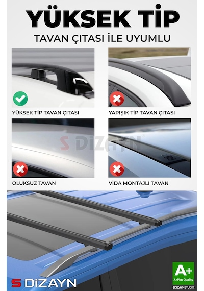 S-dizayn Vw Polo Cross S-bar Cargo V1 Ara Atkı Tavan Taşıyıcı Barı Siyah 130 Cm 2009-2017 A+ Kalite