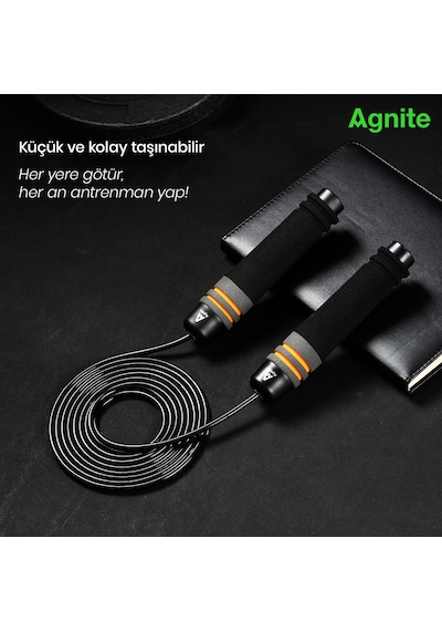 Agnıte Çelik Halat Atlama İpi Sayaçsız Dayanıklı Spor İpi Siyah