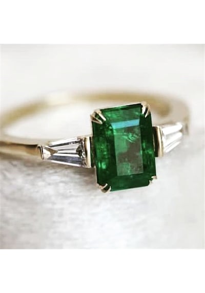 Davos Green Topaz Doğaltaş Pırlanta Evlilik Teklif Yüzüğü Ak-1149