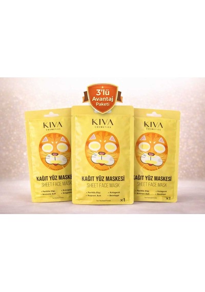 Kedi 3 Lü Sheet Face Mask Seti Kolajen Amino Asit Kağıt Yüz Maskesi