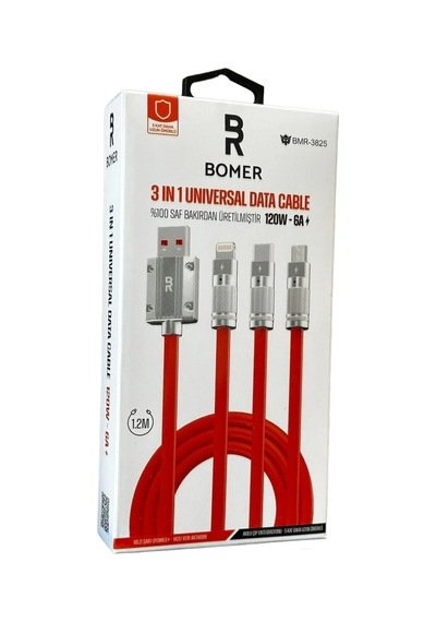 120w 6a Usb To Micro Lightning Typec Kablo Turuncu Bmr3825