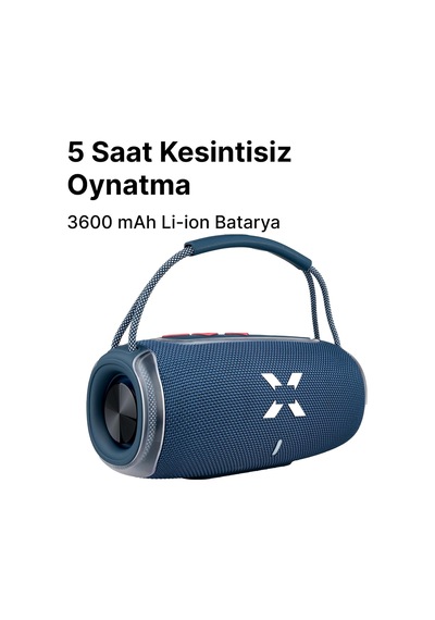 Bluetooth Hoparlör Rgb Taşınabilir Kablosuz Tws Stereo Boombox Mavi X6701