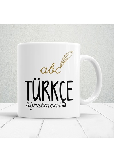 Türkçe Öğretmenlerine Özel Öğretmenler Günü Hediyelik Baskılı Kupa Beyaz