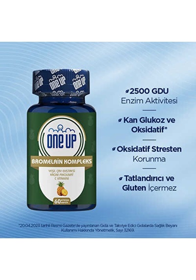One Up Bromelain Kompleks 60 Kapsül