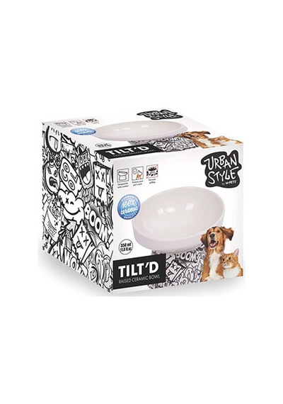 M-pets Urban Style Seramik Kedi Mama Ve Su Kabı Siyah Beyaz 350 Ml 15x14,5x11,5 Cm 244-51021.02