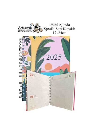 2025 Ajanda Spralli Sert Kapak 1 Adet 17x24 Cm Telli Ajanda 2025 Çizgili Ajanda Günlük Planlayıcı Termo Kapak Ofis Okul Turuncu