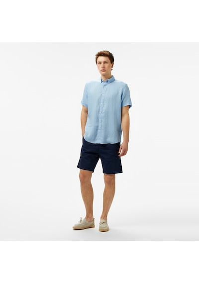 Nautica Erkek Mavi Classic Fit Keten Gömlek Düz W55100t Mavi