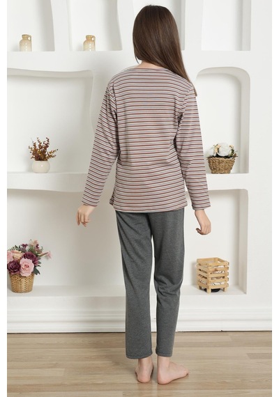 Akbeniz Kız Çocuk Penye Pijama Takım 20424 Füme