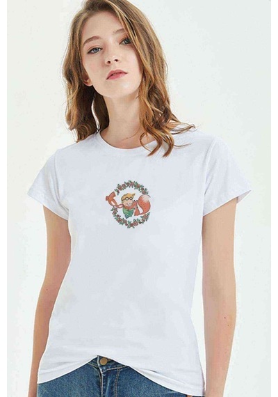 Principe E Volpe Amici Per Sempre Baskılı Beyaz Kadın Tshirt