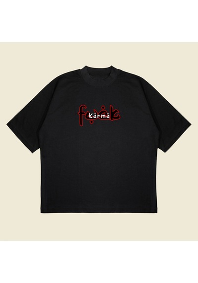 Startmore Karma Boxy Fit Oversize Unisex Tshirt Baskılı Tişört Siyah