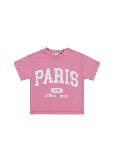 Civil Girls Paris Baskılı 2-5 Yaş Tişört - Pembe Gul Kurusu
