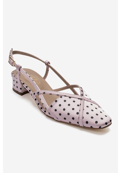 Luvi Shoes Olena Pembe Siyah Puantiyeli Kadın Topuklu Sandalet