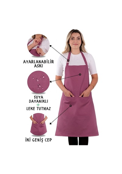 Simple Ayar Askılı Mutfak Önlüğü Gülkurusu Çok Renkli