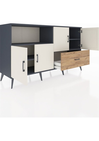 Hyperion Konsol 4 Raflı Tek Çekmeceli 4 Kapaklı 176x44x99 Antrasit-aytaşı/çam Antrasıt/aytası - Antrasıt Hyperion Konsol 4 Raflı Tek Çekmeceli 4 Kapaklı 176x44x99 Antrasit-aytaşı/çam Antrasıt/aytası - Antrasıt