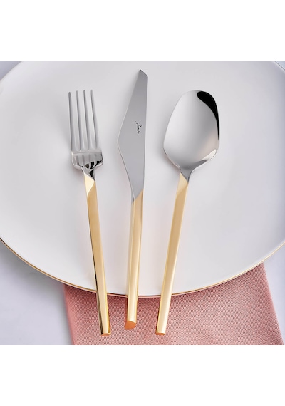 Jumbo 5100 Quartz Altın 12 Kişilik 84 Parça Çatal Kaşık Bıçak Takımı Altın