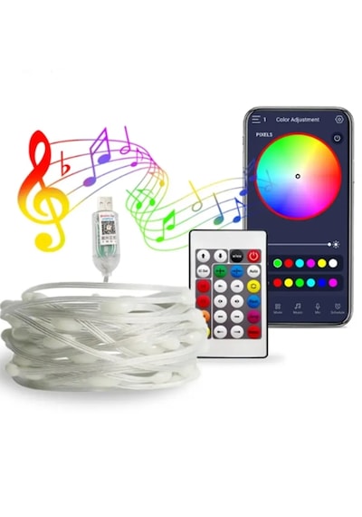 Bluetoothlu Usb Led Işık 10 Metre Rgb Çok Renkli Sese Duyarlı Çok