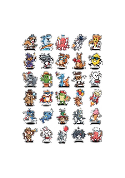 Sevimli Karakterler Çizgi Sticker Seti 150 Adet - 5'li Mega Paket No18 - Laptop Defter Ajanda Çok Renkli