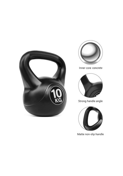 10 Kg Çaydanlık Tipi Dambıl Kettlebell Ağırlık Siyah Tek Ebat