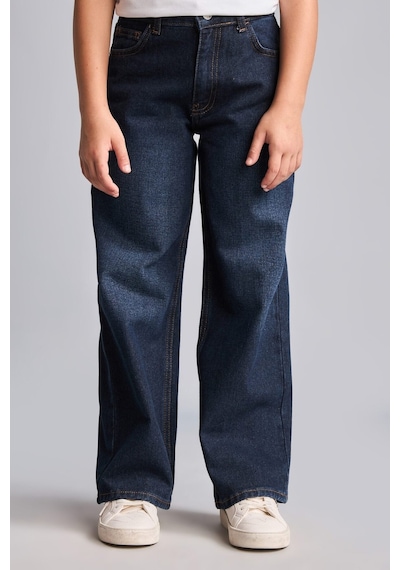 Defacto Straıght Wıde Jean Lacivert Pantolon Kız Çocuk H6246a826aunm34 Mavi-nm34