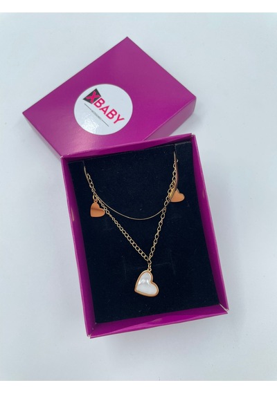 Xbaby İkili Kalp Gold Çelik Kolye Gold