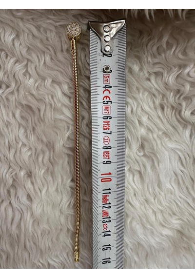 Premium Gold Renk Yuvarlak Model Parlak Taşlı 316l Detaylı Charm Bileklik - 18cm Uzunluk Altın