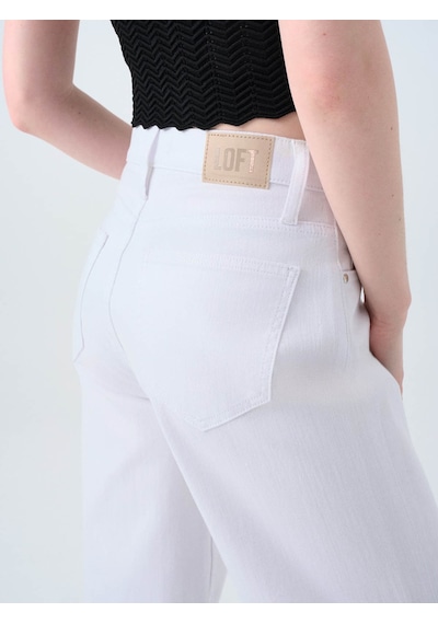 Loft Wide Leg Regular Fit Beyaz Kadın Jean Pantolon Lf2039976 Beyaz