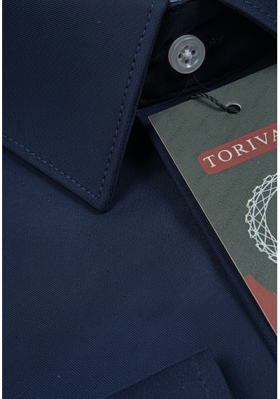 Torivalli Collection Dar Kesim Slimfit Saten Kolay Ütülenebilen Mevsimlik Cepsiz Uzun Kollu Kol Düğmesi Takılabilen Erkek Gömlek Lacivert