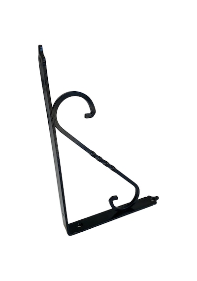 Raf Altı Ferforje Demir Tutucu L Raf Demiri Duvar Sabitleyici Metal Siyah 2 Adet 23cm X 15cm Siyah