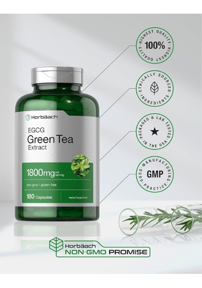 Horbäach Egcg Green Tea Extract 180 Capsul Max Potency Non-g...
