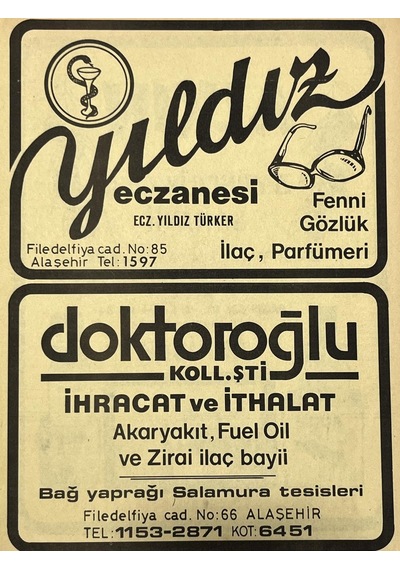 Manisa 1987 Meslek Reklam İlanı Efemera S-45